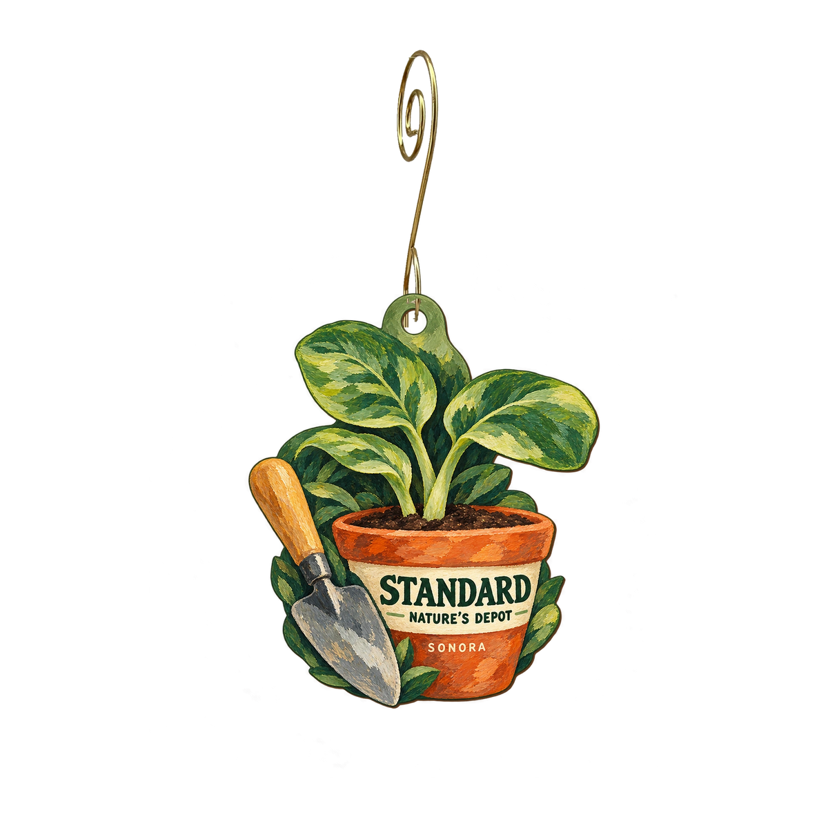 Natures Whole Food Depot — Local inspiration custom wood ornament OC2344, photographic gold spiral hook