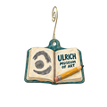 Ulrich Museum of Art — Store identity custom wood ornament OC2348, photographic gold spiral hook