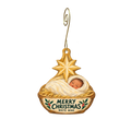 White Wing Christian Bookstore — Christmas custom wood ornament OC2352, photographic gold spiral hook