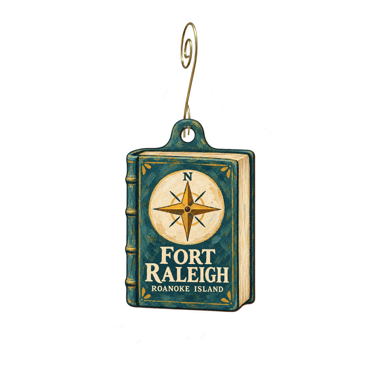 EN Fort Raleigh NHP Visitor Center — Store identity custom wood ornament OC2354, photographic gold spiral hook