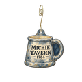 Michie Tavern ca. 1784 — Store identity custom wood ornament OC2360, photographic gold spiral hook