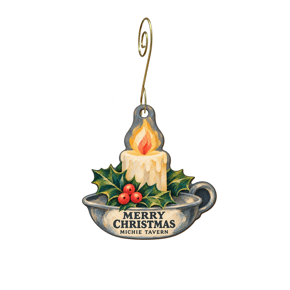 Michie Tavern ca. 1784 — Christmas custom wood ornament OC2361, photographic gold spiral hook