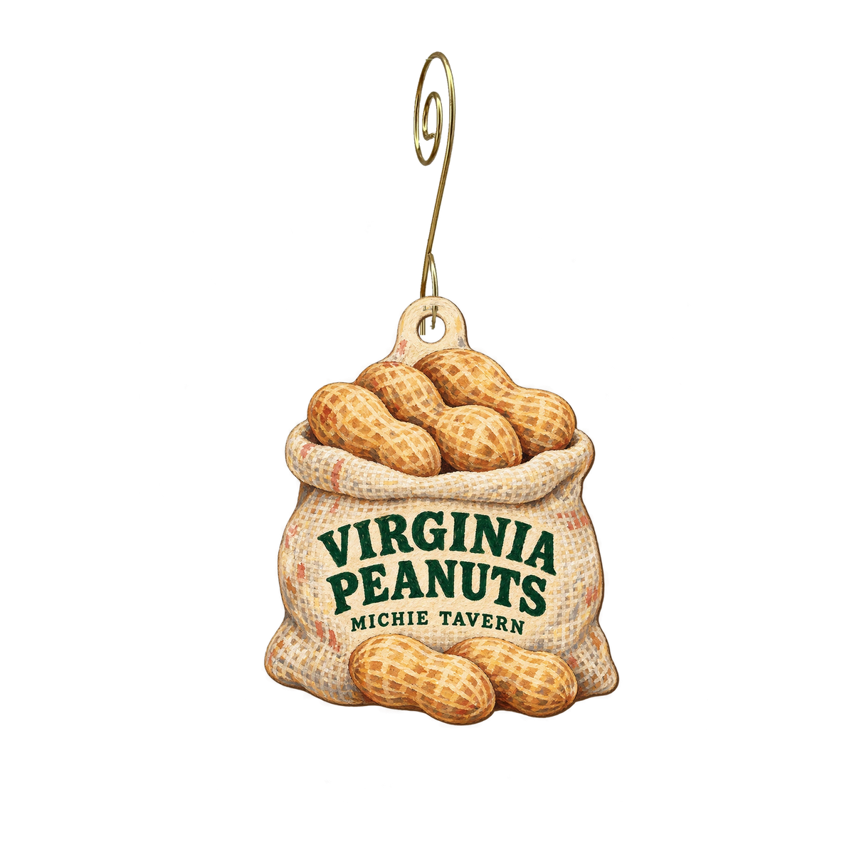 Michie Tavern ca. 1784 — Local inspiration custom wood ornament OC2362, photographic gold spiral hook