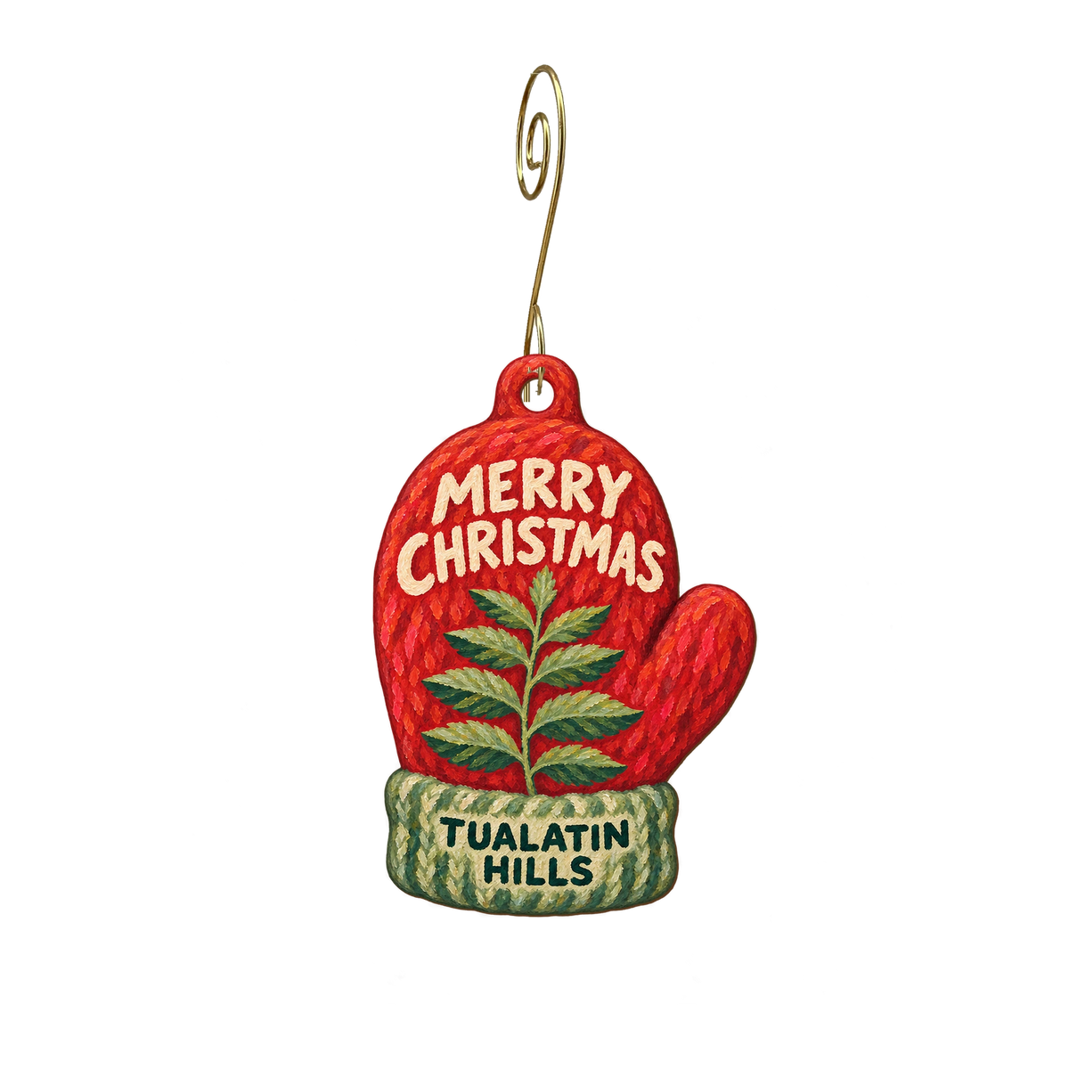 Tualatin Hills Nature Center's Nature Store — Christmas custom wood ornament OC2364, photographic gold spiral hook