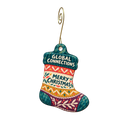 Global Connections — Christmas custom wood ornament OC2367, photographic gold spiral hook