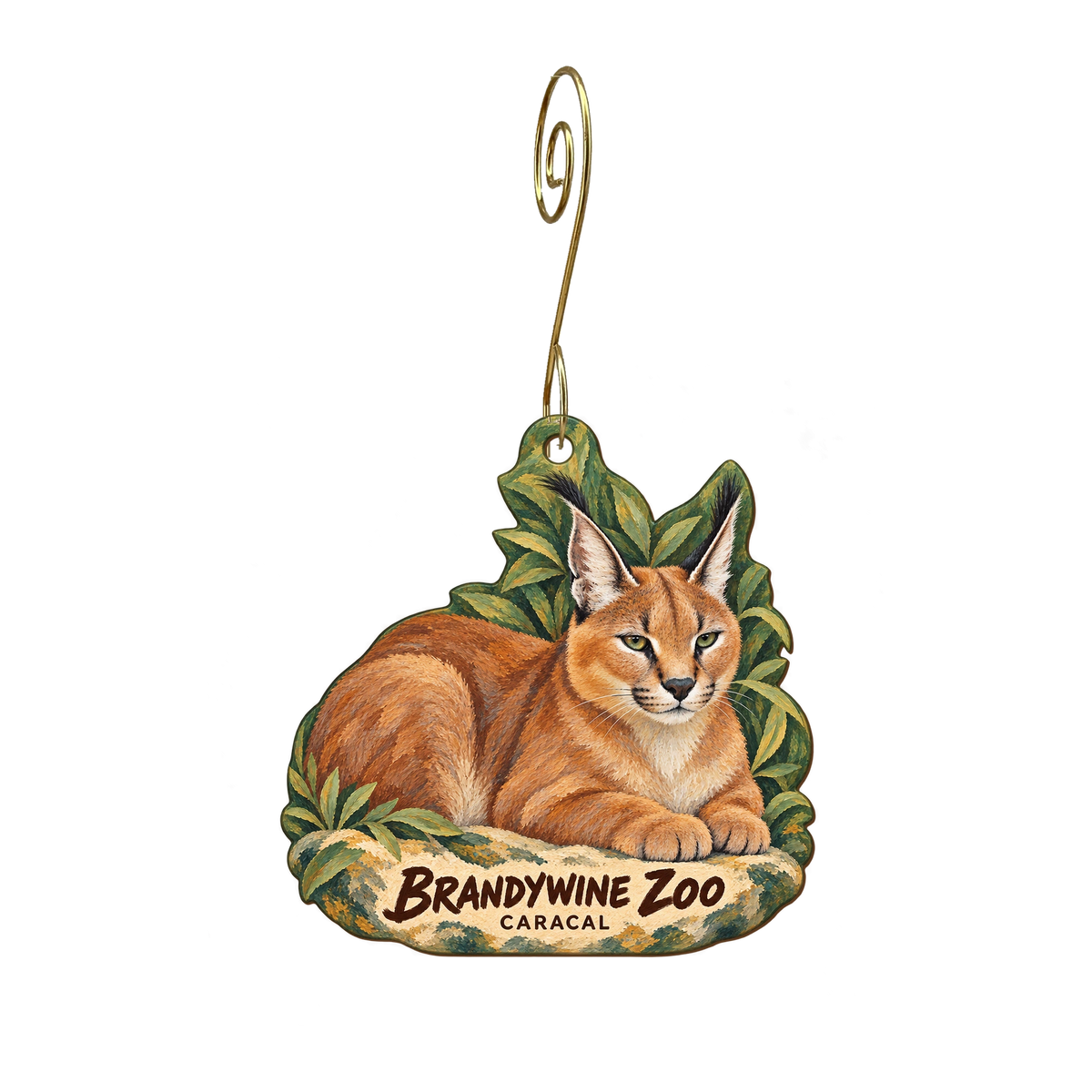 Brandywine Zoo Gift Shop — Local inspiration custom wood ornament OC2371, photographic gold spiral hook