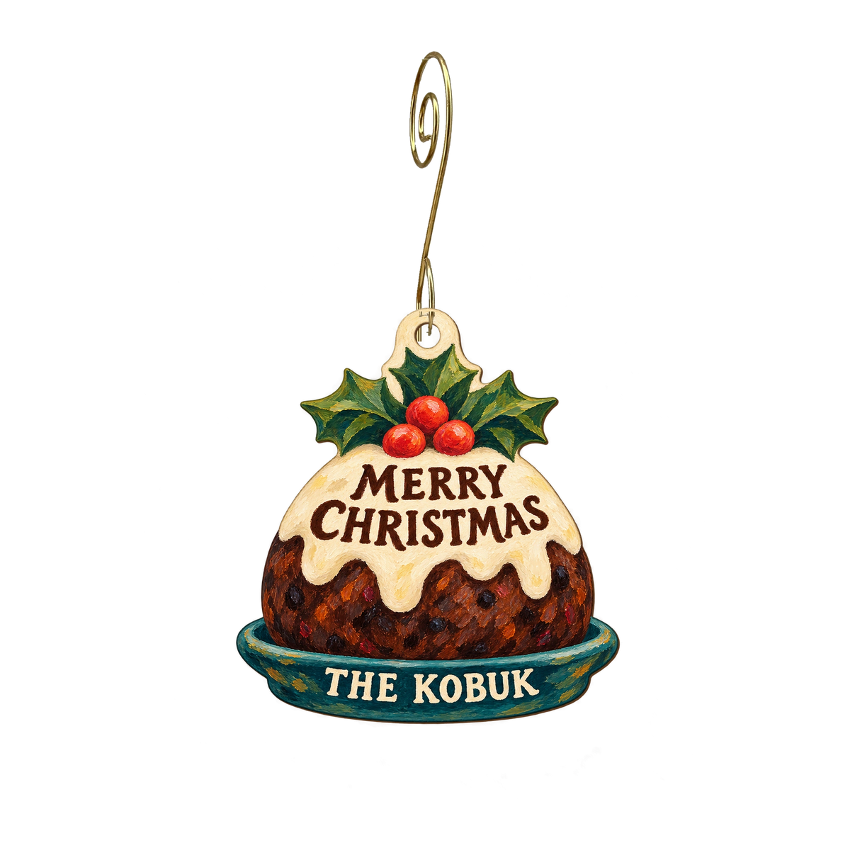 The Kobuk — Christmas custom wood ornament OC2379, photographic gold spiral hook