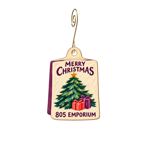 805 Emporium — Christmas custom wood ornament OC2388, photographic gold spiral hook