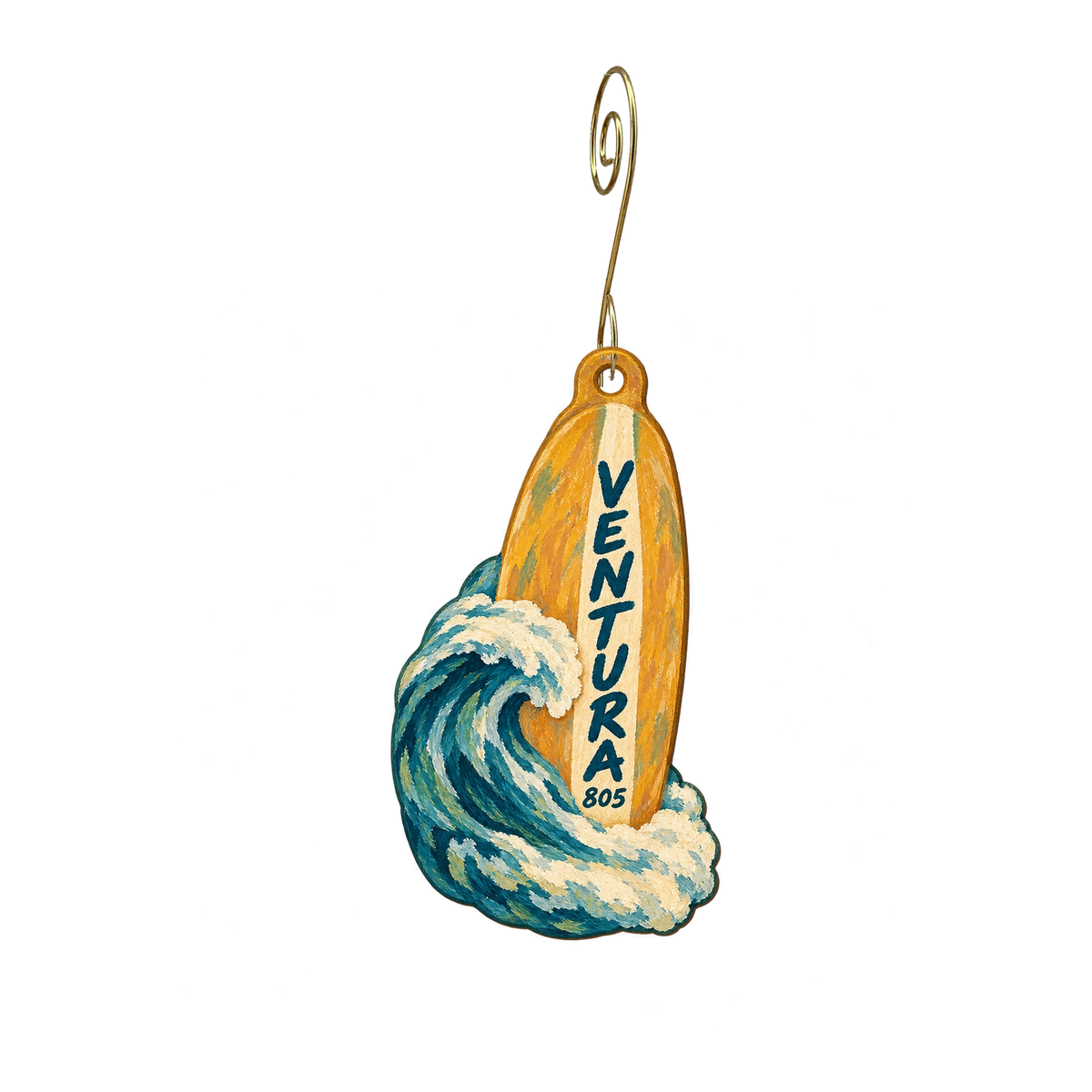 805 Emporium — Local inspiration custom wood ornament OC2389, photographic gold spiral hook