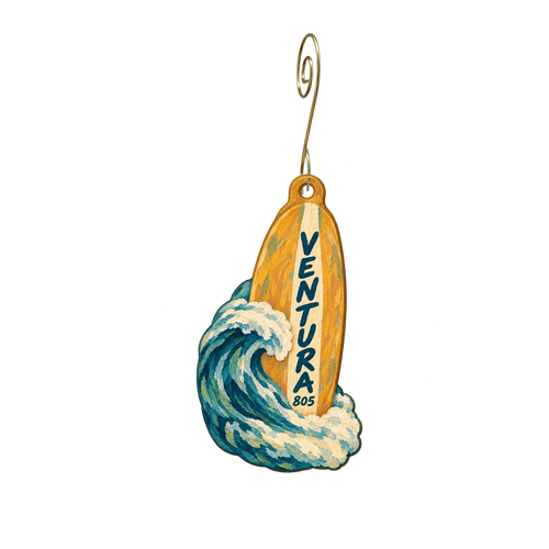 805 Emporium — Local inspiration custom wood ornament OC2389, photographic gold spiral hook