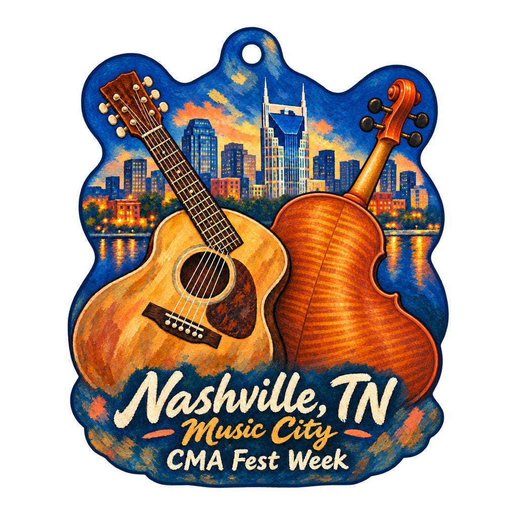 Nashville's Best Boutique Town Icon custom wood ornament OC238 on white