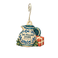The Village Store — Store identity custom wood ornament OC2390, photographic gold spiral hook