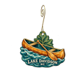 The Village Store — Local inspiration custom wood ornament OC2392, photographic gold spiral hook