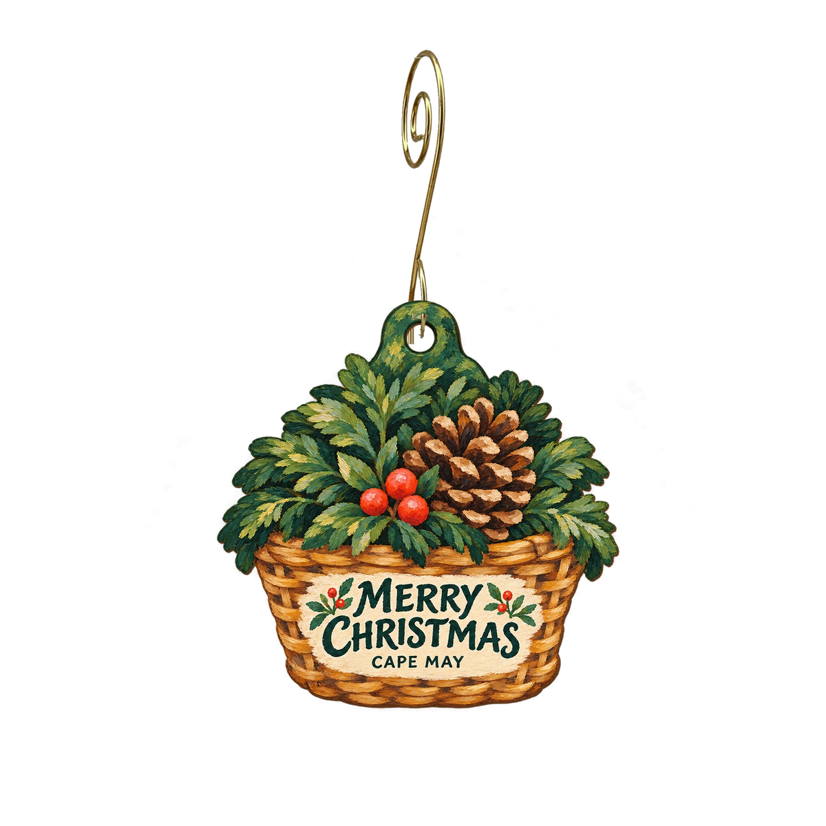 Nature Center of Cape May — Christmas custom wood ornament OC2394, photographic gold spiral hook