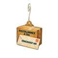 Postalannex #196 — Store identity custom wood ornament OC2399, photographic gold spiral hook
