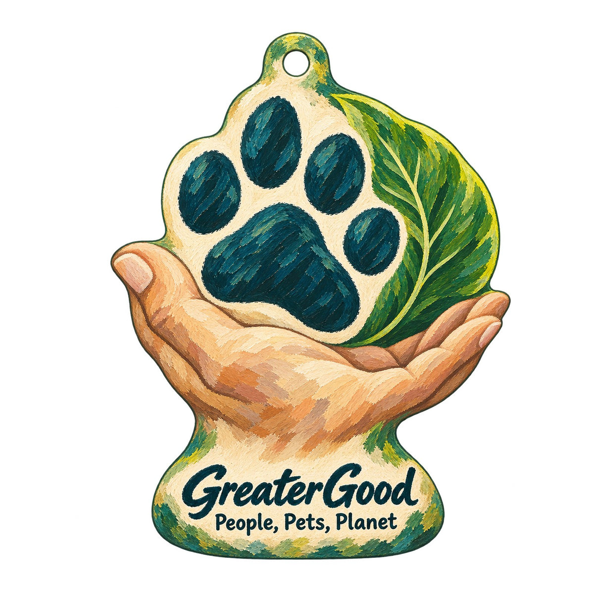 GreaterGood.com Logo custom wood ornament OC239 on white