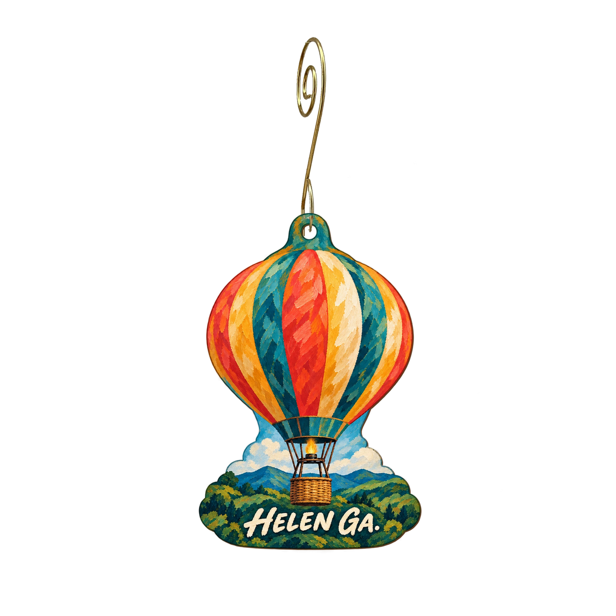 The Mason Jar Shoppe — Local inspiration custom wood ornament OC2407, photographic gold spiral hook