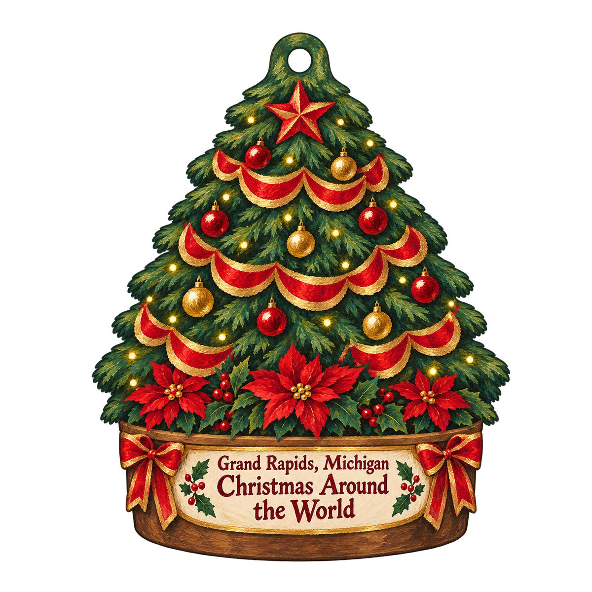 GreaterGood.com Christmas custom wood ornament OC240 on white