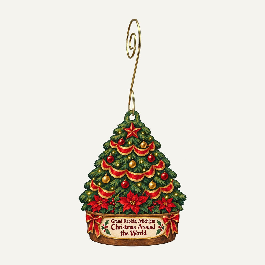 GreaterGood.com Christmas custom wood ornament OC240 hanging on hook