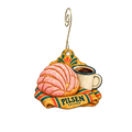Mestiza Shop — Local inspiration custom wood ornament OC2410, photographic gold spiral hook