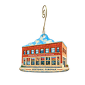 Historic Parowan — Store identity custom wood ornament OC2414, photographic gold spiral hook