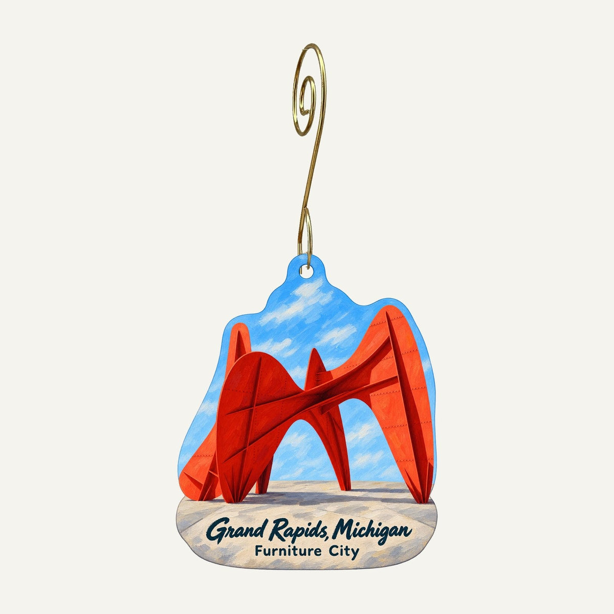 GreaterGood.com Town Icon custom wood ornament OC241 hanging on hook