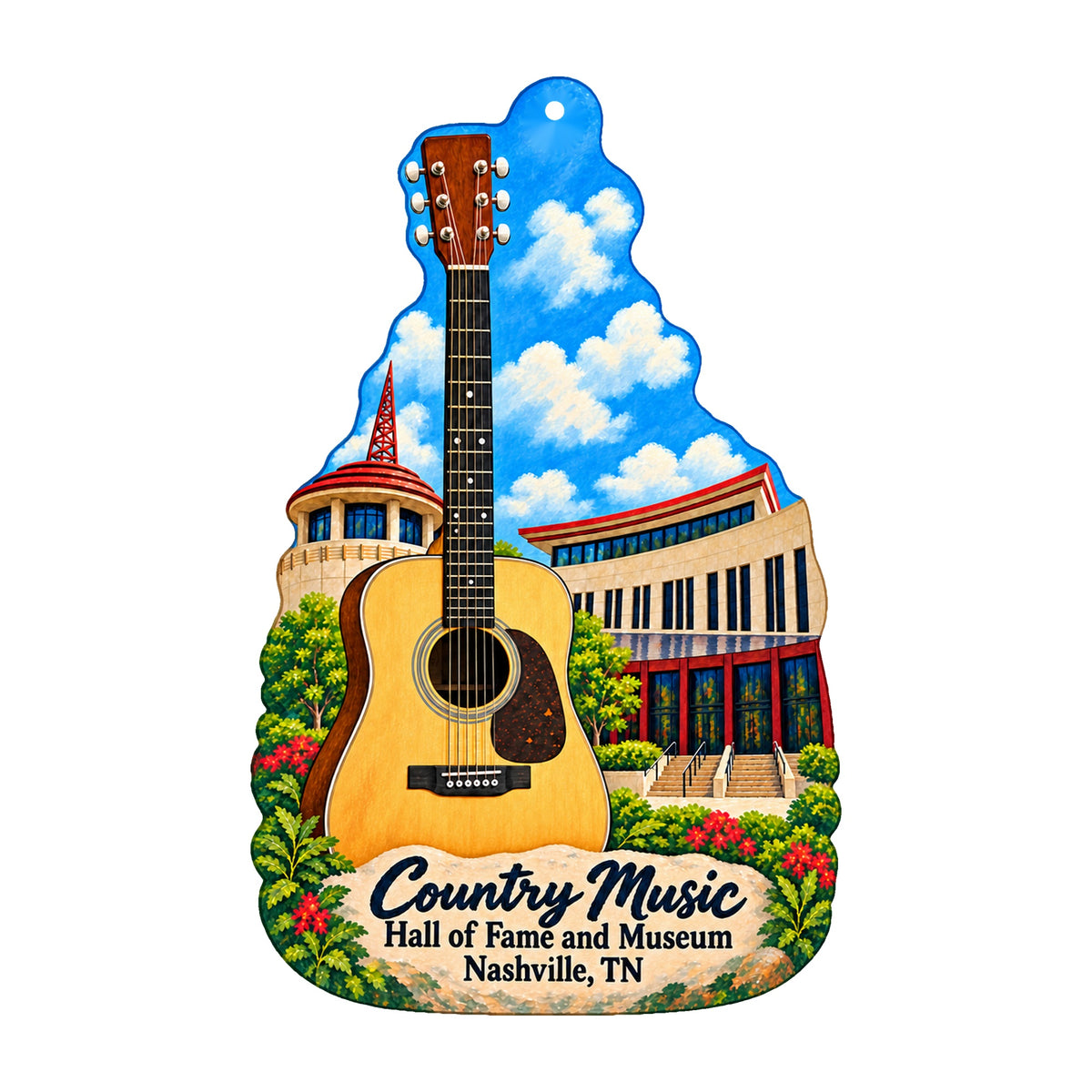 Revised OC242 museum and six-string guitar ornament, exact production artwork on white