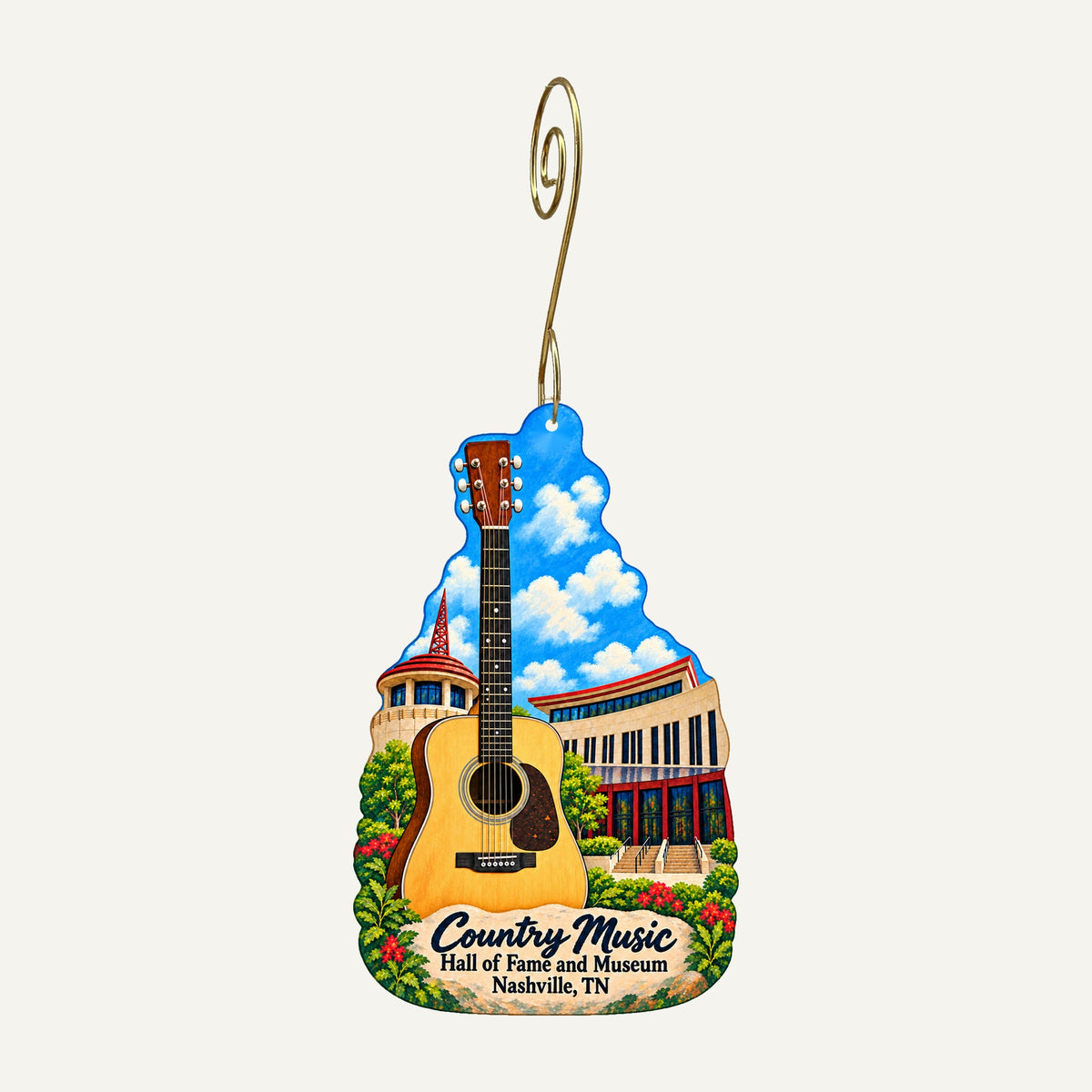 Country Music Hall of Fame and Museum Nashville ornament with correctly proportioned guitar, revised OC242