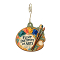 Flint Institute of Arts — Store identity custom wood ornament OC2420, photographic gold spiral hook