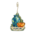 Flint Institute of Arts — Local inspiration custom wood ornament OC2422, photographic gold spiral hook