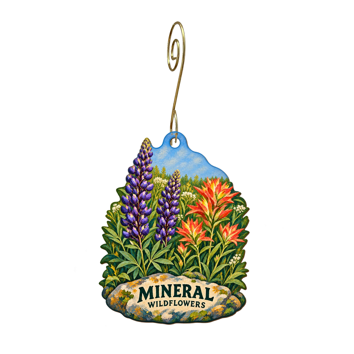 Lassen Mineral Lodge — Local inspiration custom wood ornament OC2425, photographic gold spiral hook
