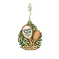 Willow's Dream — Store identity custom wood ornament OC2429, photographic gold spiral hook