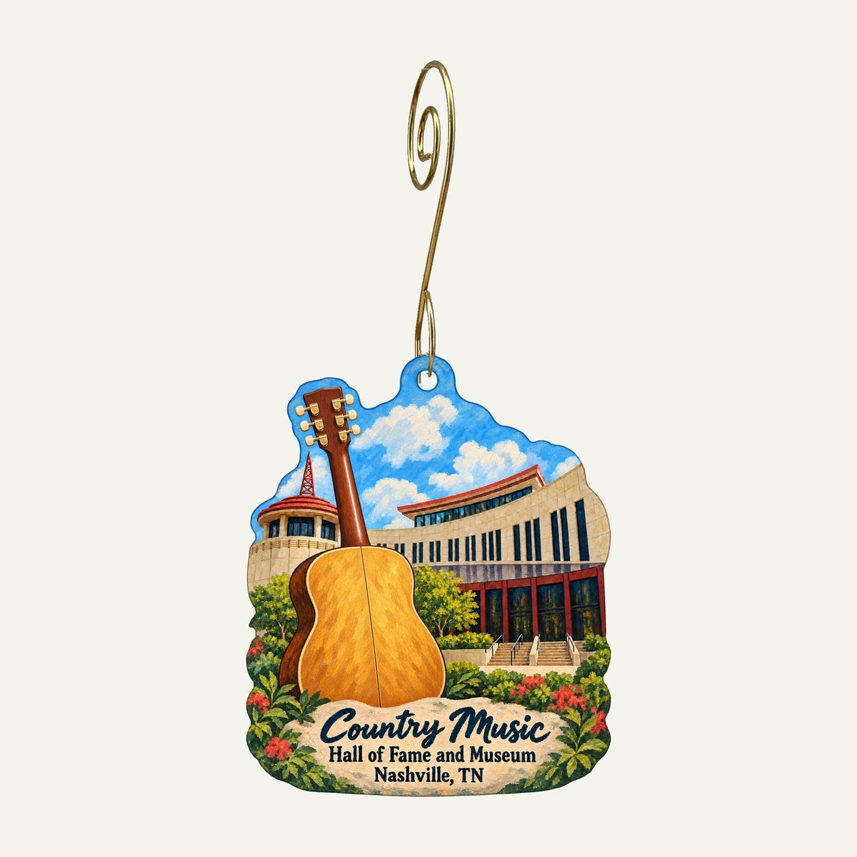 Country Music Hall of Fame and Museum - The Museum Store Logo custom wood ornament OC242 hanging on hook