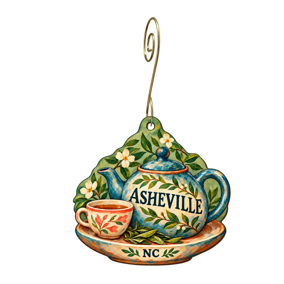 Willow's Dream — Local inspiration custom wood ornament OC2431, photographic gold spiral hook