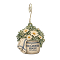 The Country House — Store identity custom wood ornament OC2438, photographic gold spiral hook