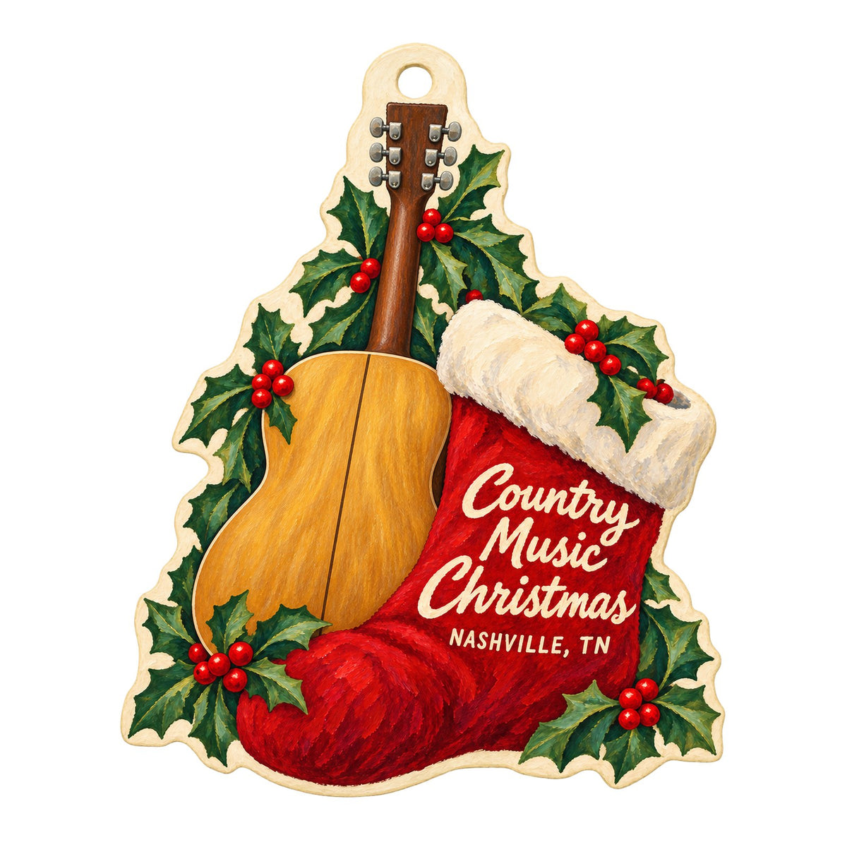 Country Music Hall of Fame and Museum - The Museum Store Christmas custom wood ornament OC243 on white
