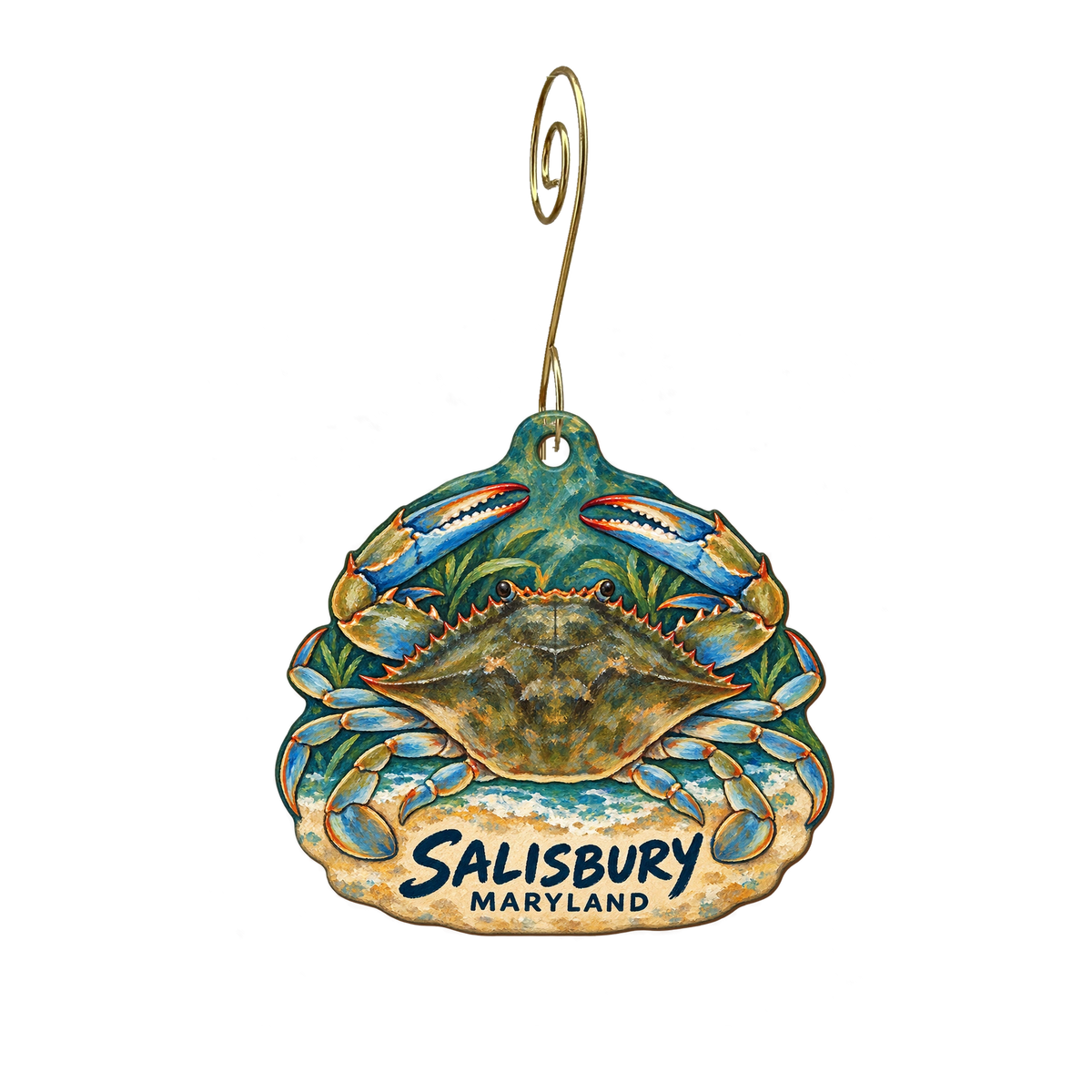 The Country House — Local inspiration custom wood ornament OC2440, photographic gold spiral hook