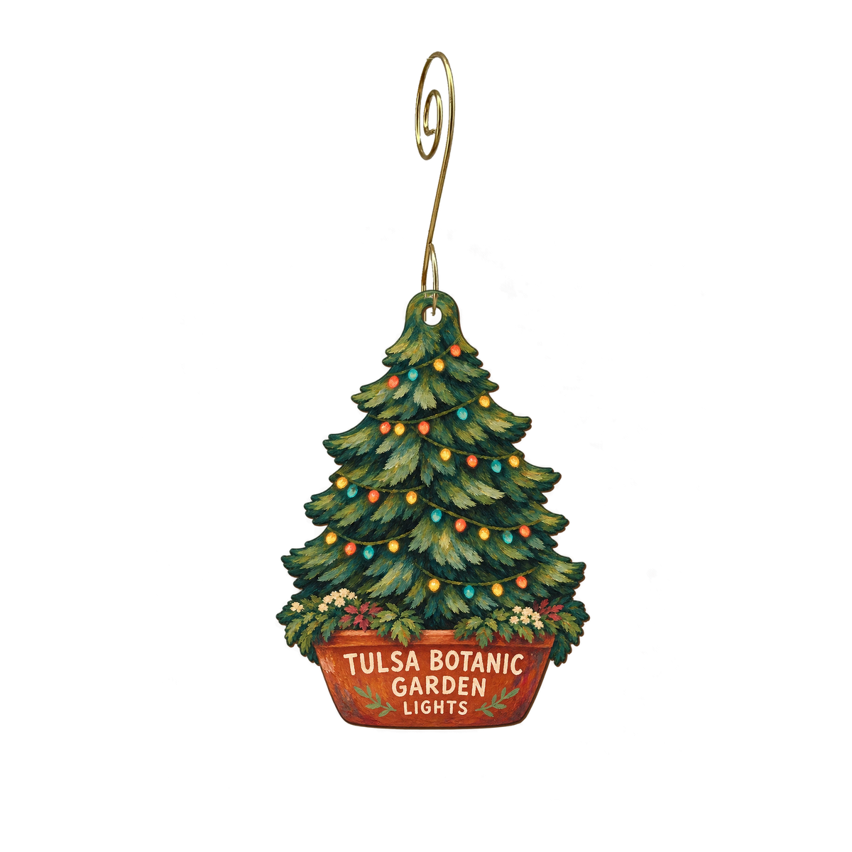 Tulsa Botanic Garden Visitor Center — Christmas custom wood ornament OC2442, photographic gold spiral hook