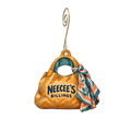 Neecee's — Store identity custom wood ornament OC2444, photographic gold spiral hook