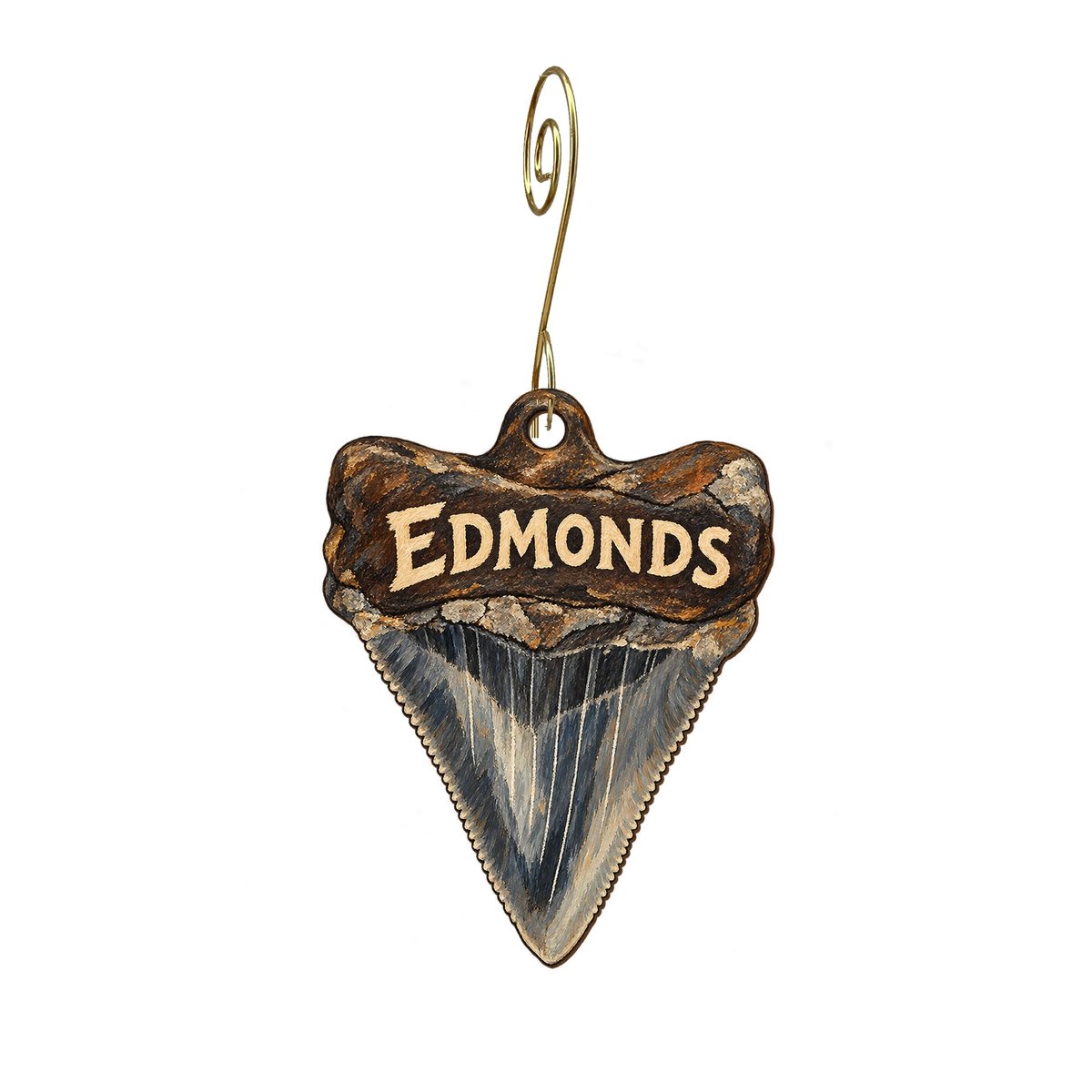 The Wishing Stone — Local inspiration custom wood ornament OC2449, photographic gold spiral hook