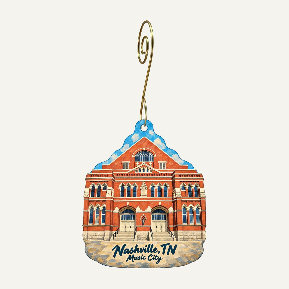 Country Music Hall of Fame and Museum - The Museum Store Town Icon custom wood ornament OC244 hanging on hook