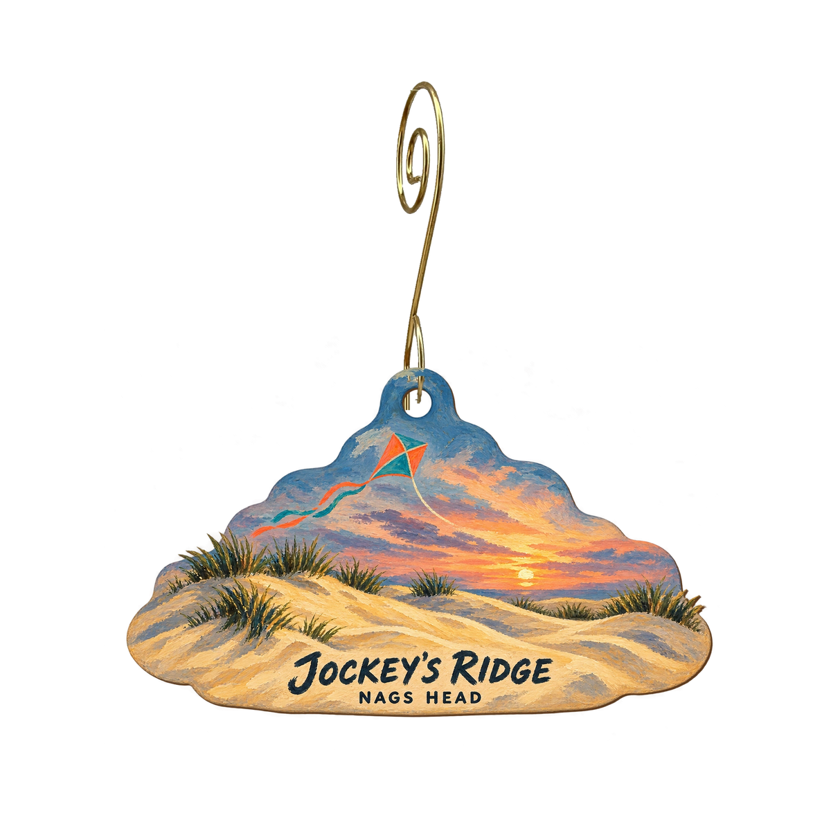 Cavalier Surf Shop — Local inspiration custom wood ornament OC2452, photographic gold spiral hook