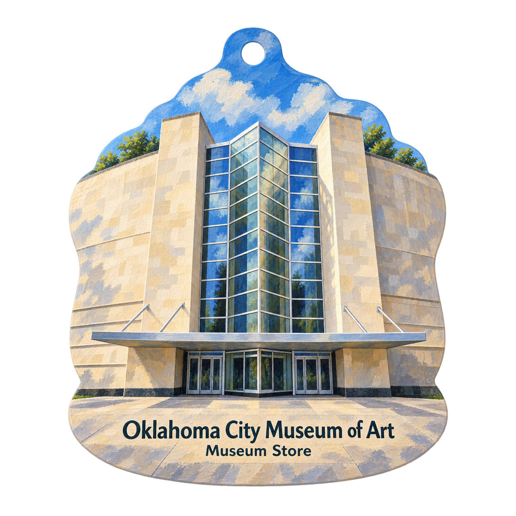 Oklahoma City Museum of Art — OKCMOA Store Logo custom wood ornament OC245 on white
