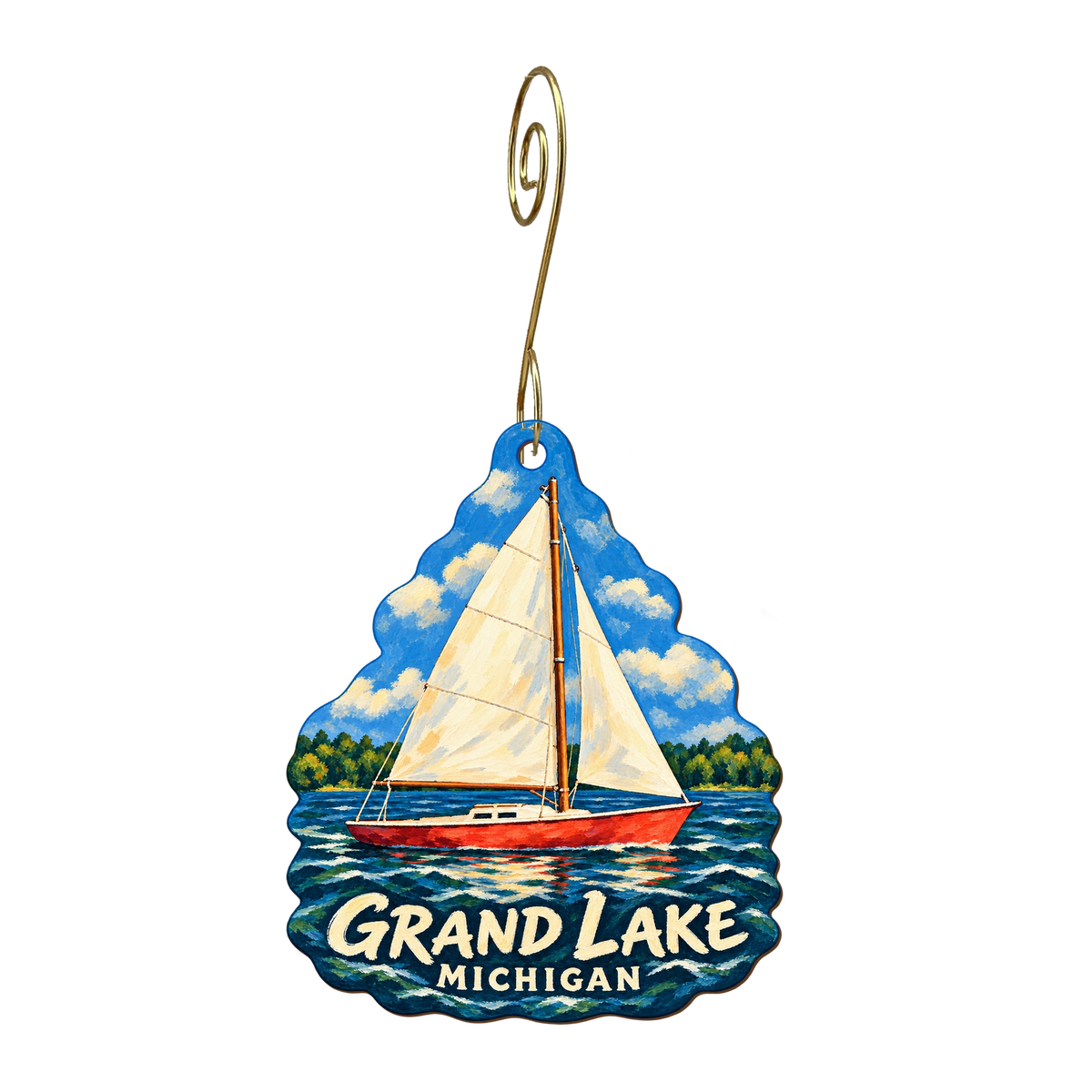 Ida Mae’s Portage Deli — Local inspiration custom wood ornament OC2461, photographic gold spiral hook
