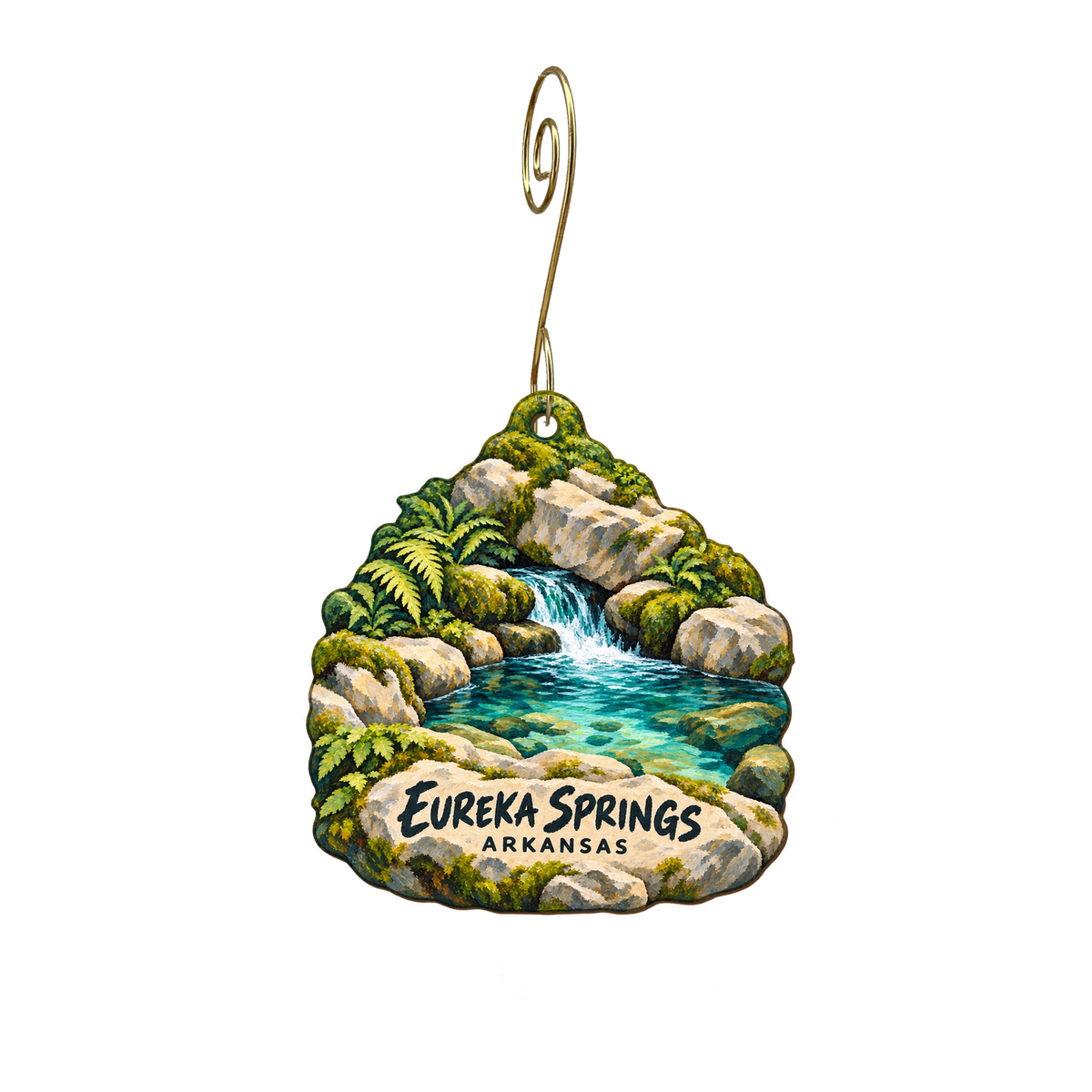 Quicksilver Gallery — Local inspiration custom wood ornament OC2464, photographic gold spiral hook