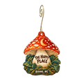 The Happy Place — Store identity custom wood ornament OC2465, photographic gold spiral hook