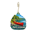 Paris Landing-Tdec — Store identity custom wood ornament OC2477, photographic gold spiral hook