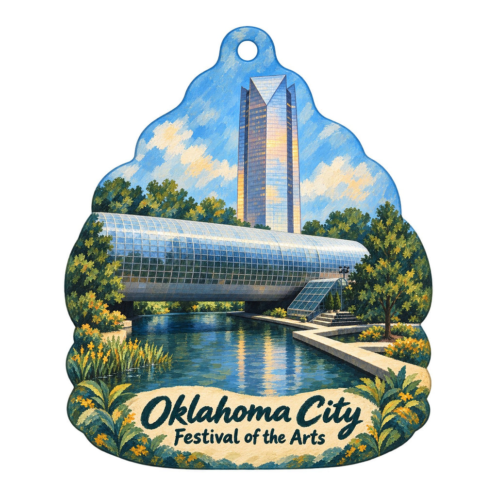 Oklahoma City Museum of Art — OKCMOA Store Town Icon custom wood ornament OC247 on white