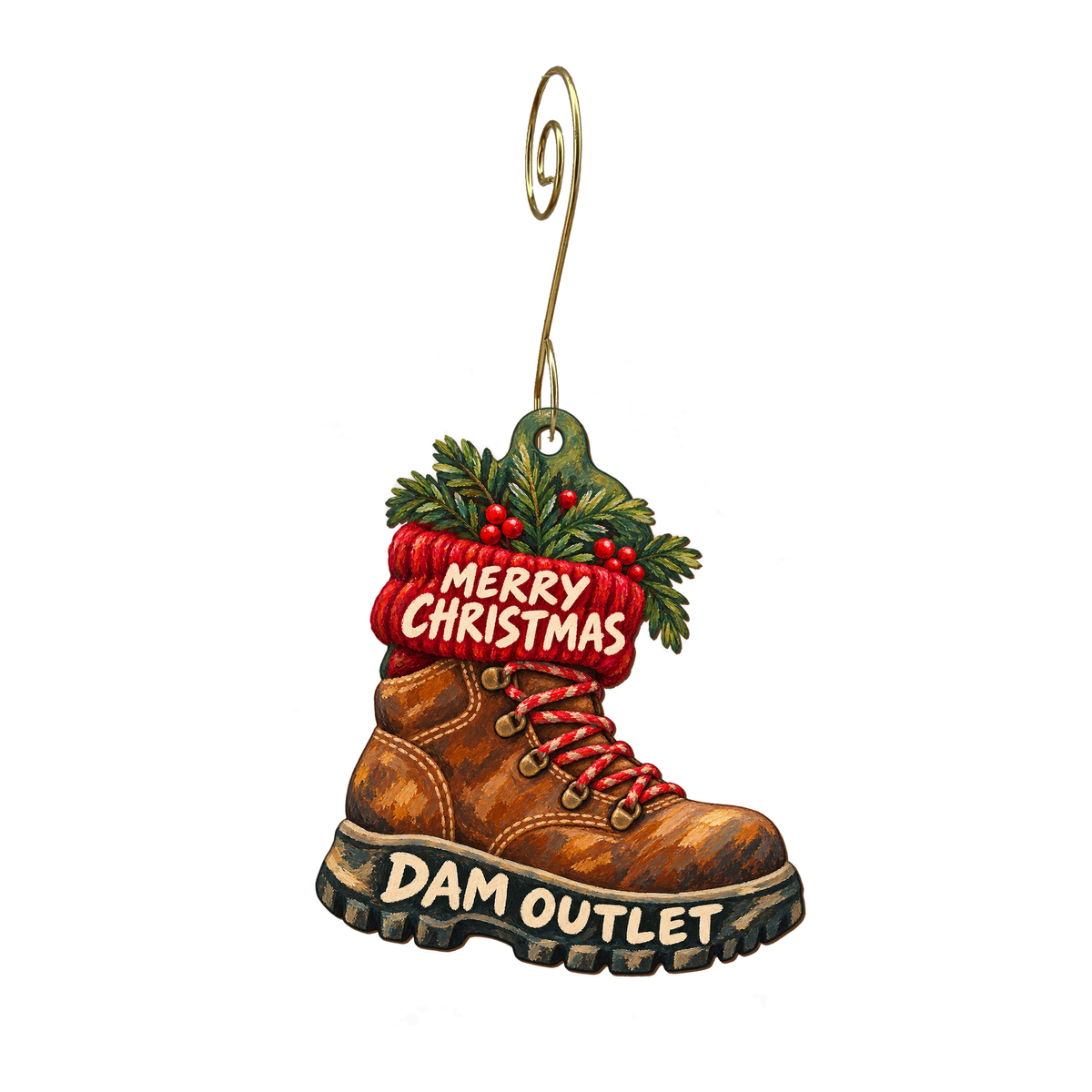 Dam Outlet — Christmas custom wood ornament OC2484, photographic gold spiral hook
