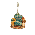 Consign & Design Gallery — Store identity custom wood ornament OC2486, photographic gold spiral hook